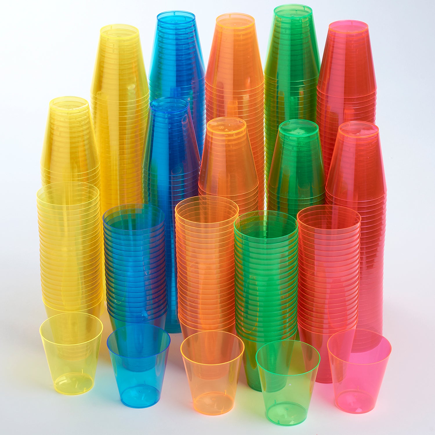 2 Oz. Neon Assorted Color Plastic Cups - 60 Ct.