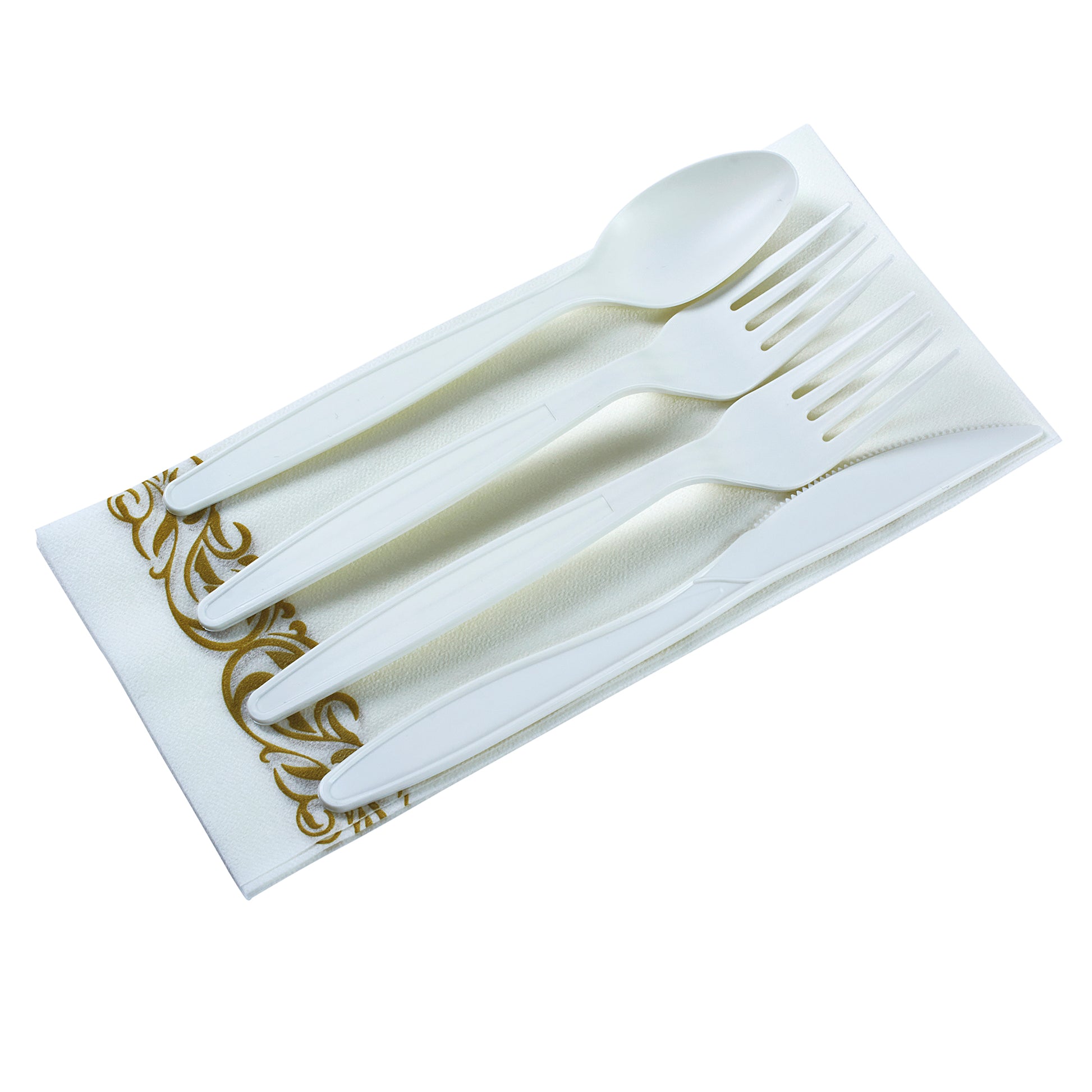 4C Flatware Compostable Cutlery Set - 200 PC Plant Based Utensils:  [75-50-25-50] Compostable Forks Spoons Knives Straws, Non-Plastic  Silverware To Go